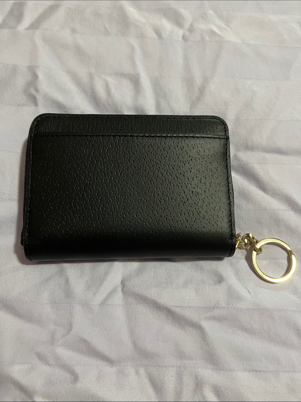 kate spade Black Leather Zip Card Holder with Gold Key Ring - Picture 2 of 6